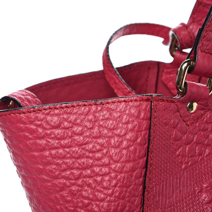 Burberry Signature Grain Calfskin Check Embossed Small Canterbury Tote Fuchsia 9 of 9