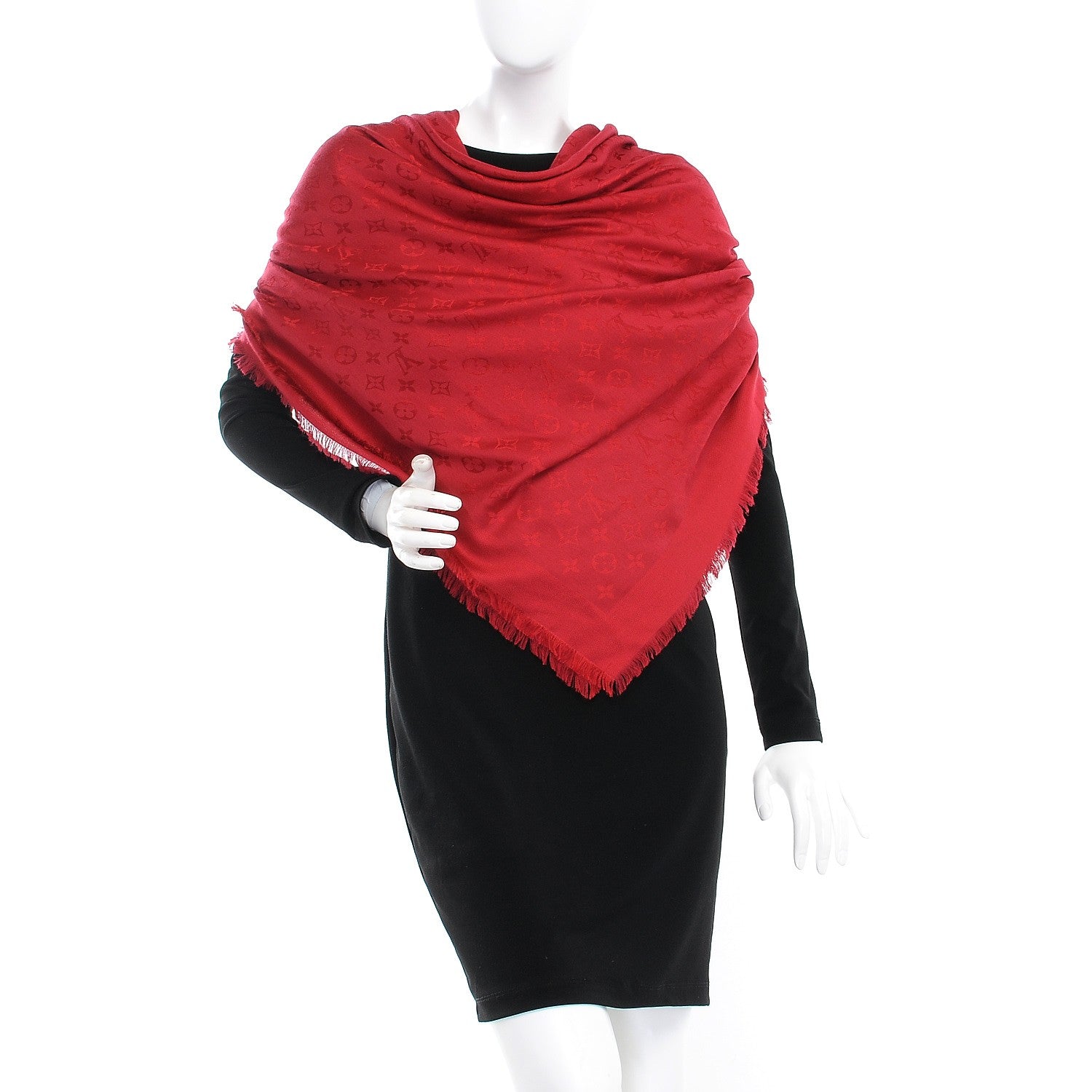 Louis Vuitton Silk Wool Monogram Shawl Pomme D'Amour 2 of 5