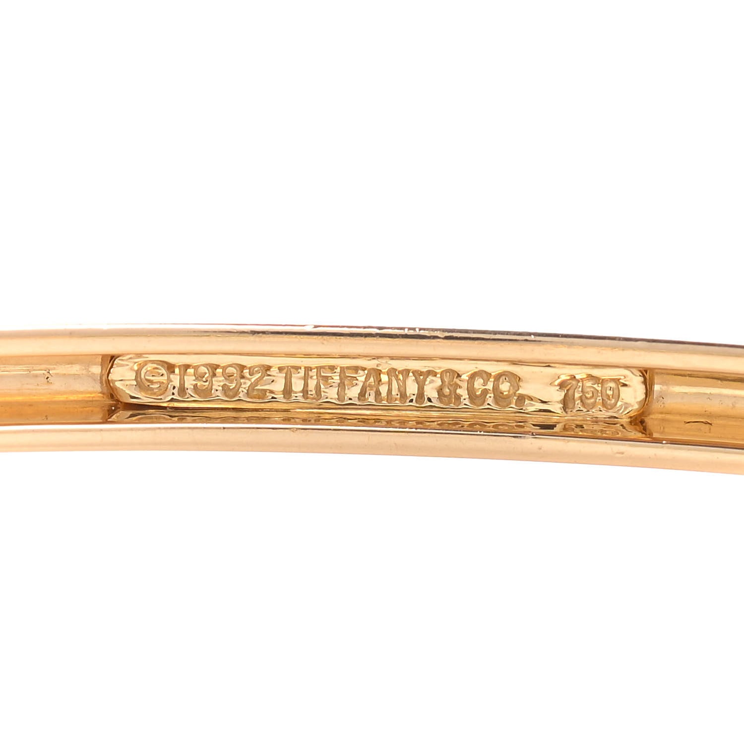 Tiffany 18K Yellow Gold Diamond Emerald Bangle Bracelet 4 of 4