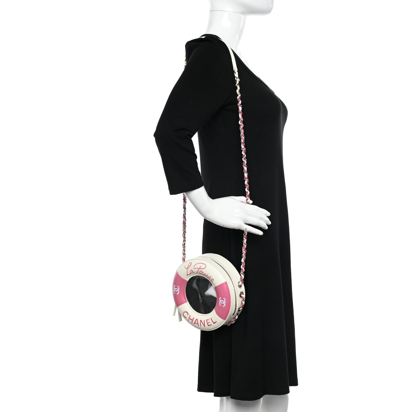 Lambskin Coco Lifesaver Round Bag Pink White