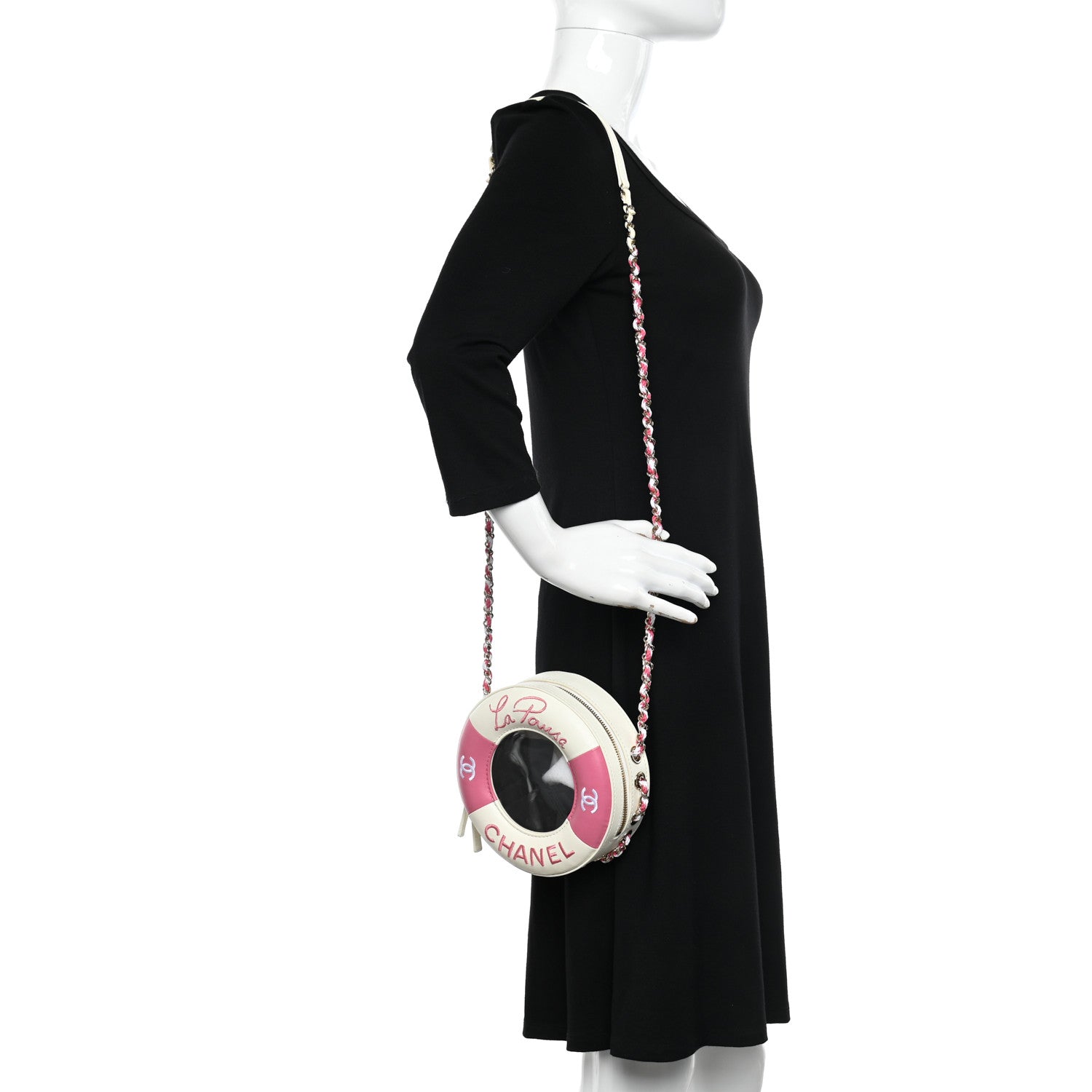 Chanel Lambskin Coco Lifesaver Round Bag Pink White 2 of 13