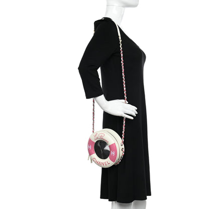 Chanel Lambskin Coco Lifesaver Round Bag Pink White 2 of 13