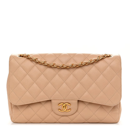 Chanel Caviar Quilted Jumbo Double Flap Beige 1 of 10