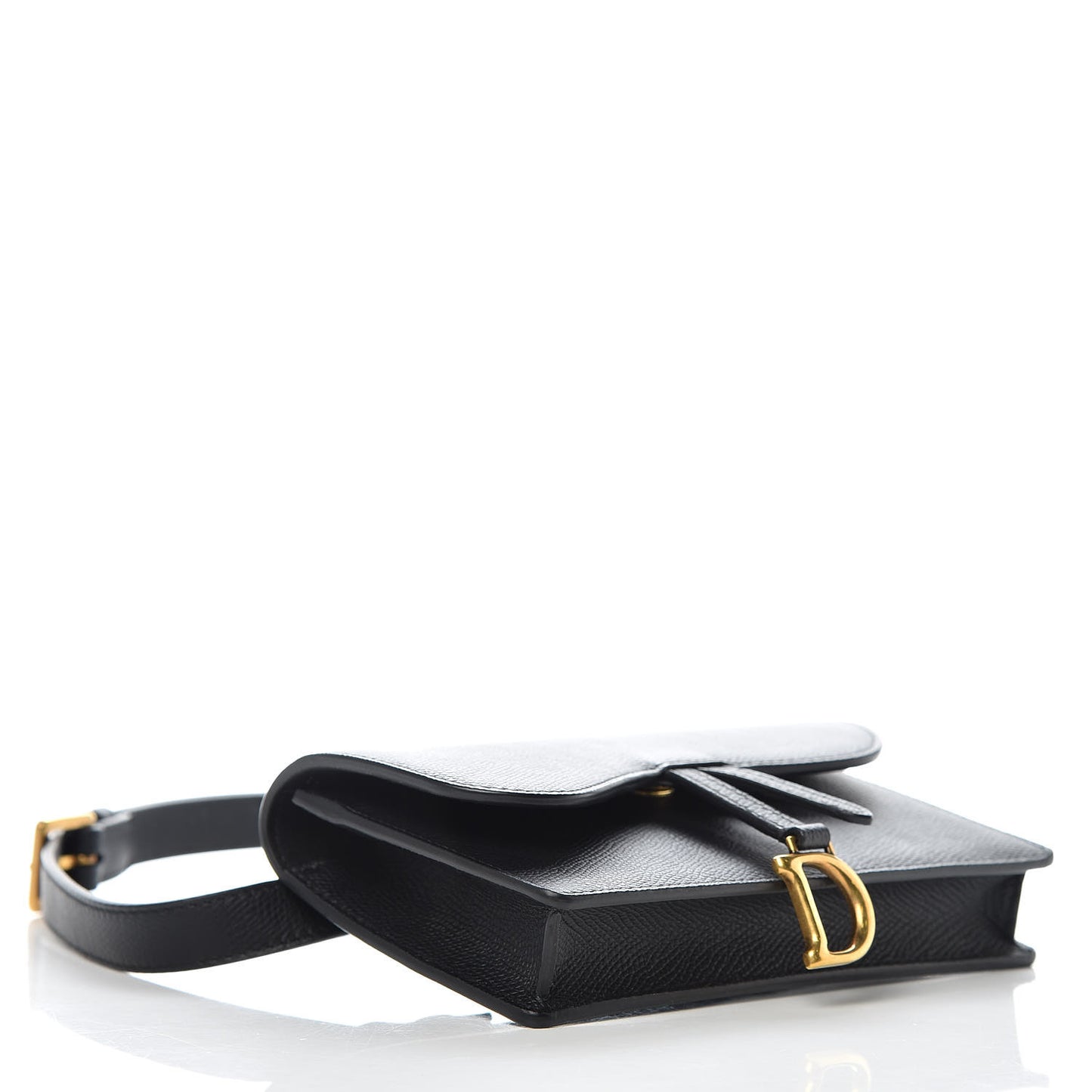 Grained Calfskin Saddle Belt Bag Black