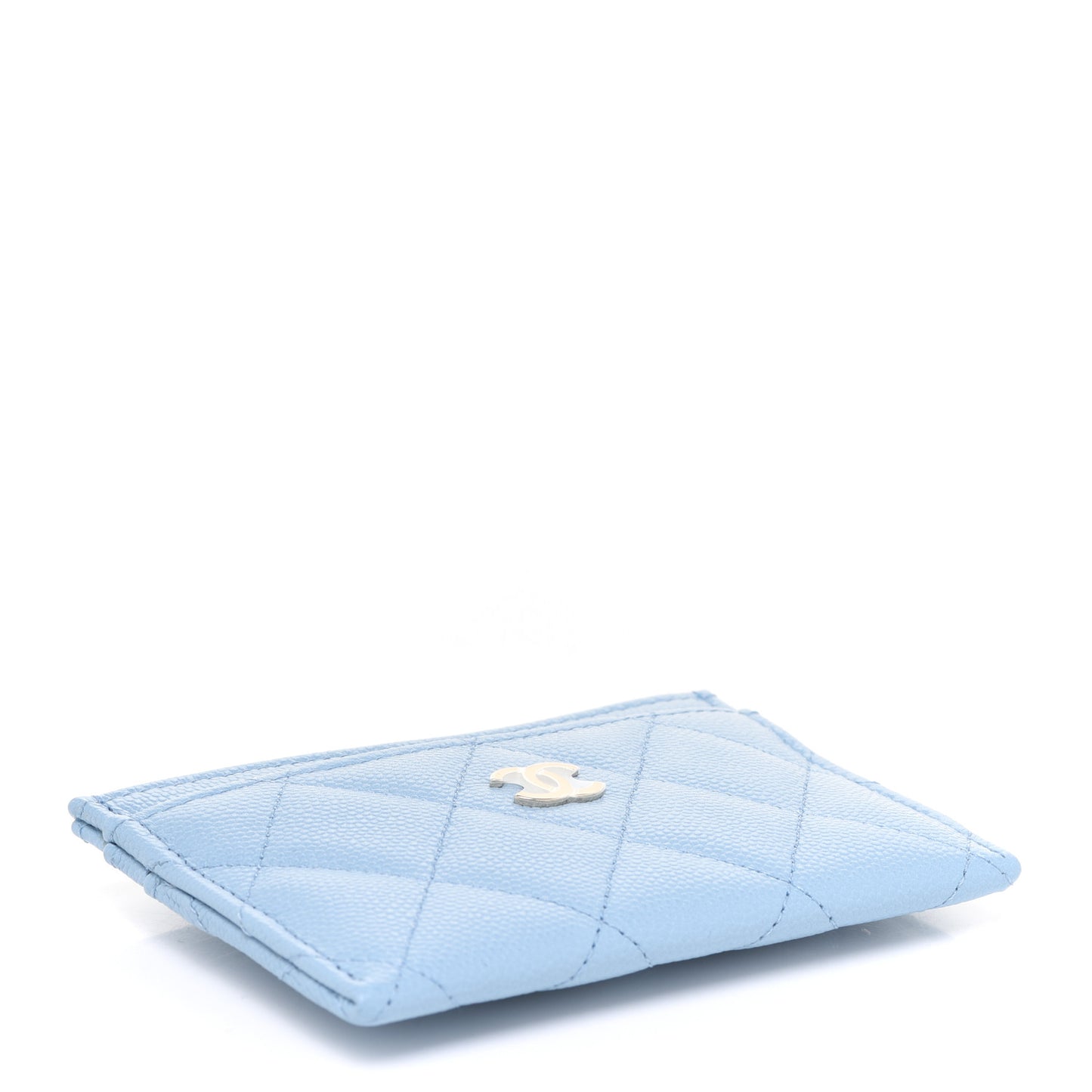 Caviar Quilted Card Holder Light Blue