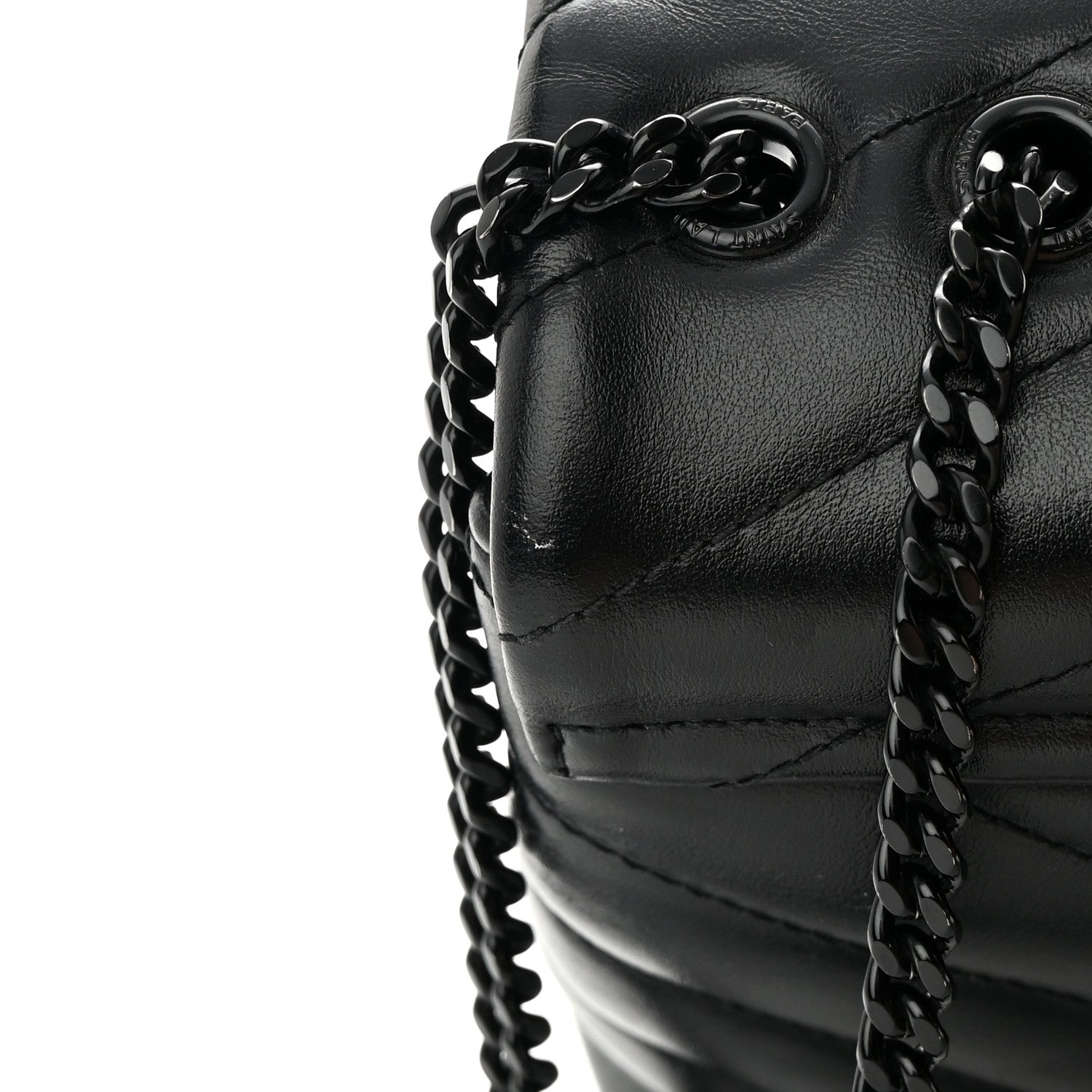 Saint Laurent Calfskin Y Quilted Monogram Monochrome Small Loulou Chain Satchel Black 13 of 15