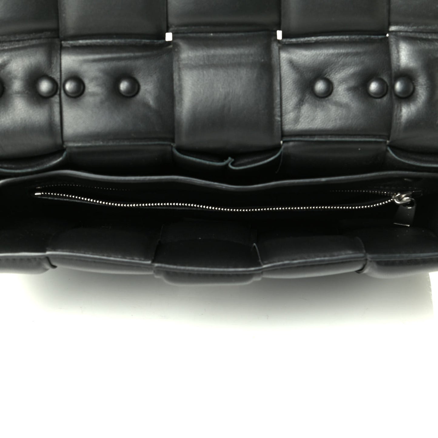 Lambskin Maxi Intreccio Padded Chain Cassette Crossbody Bag Black
