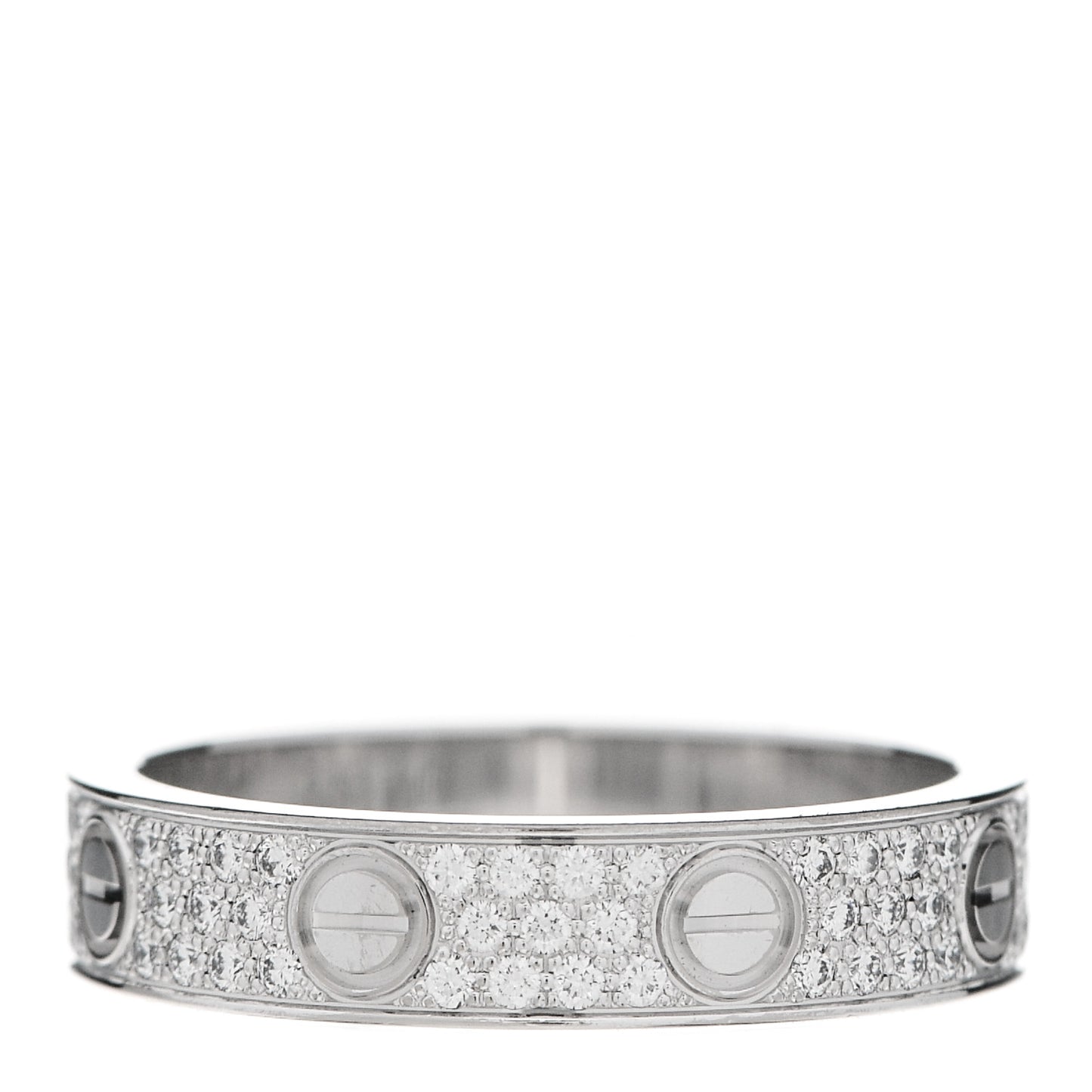 18K White Gold Diamond 4mm LOVE Wedding Paved Band Ring 50 5.25