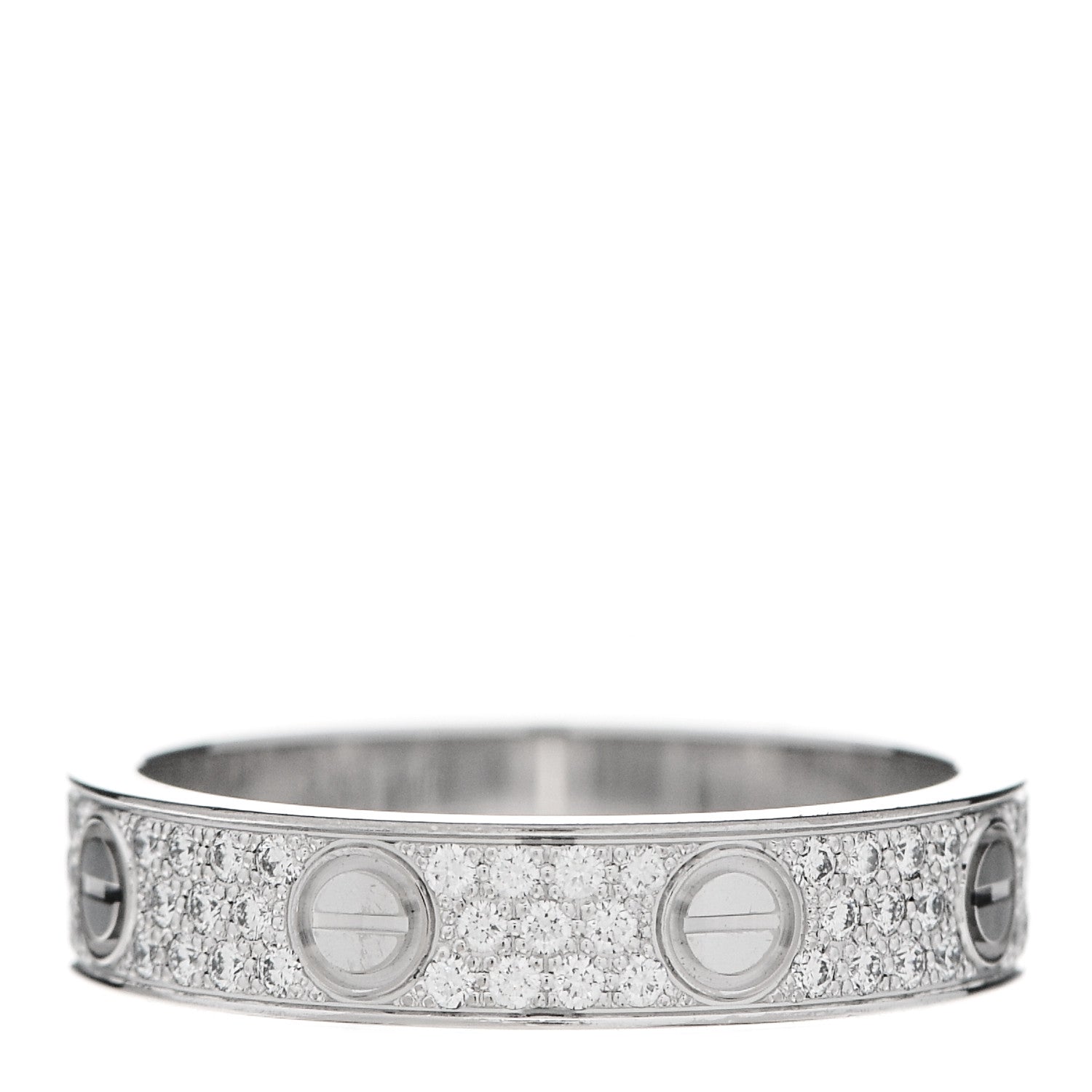 Cartier 18K White Gold Diamond 4mm LOVE Wedding Paved Band Ring 50 5.25 3 of 5