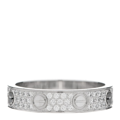 Cartier 18K White Gold Diamond 4mm LOVE Wedding Paved Band Ring 50 5.25 3 of 5