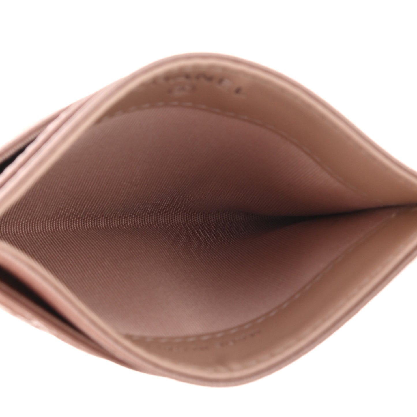 Goatskin Camellia Embossed Card Holder Light Pink