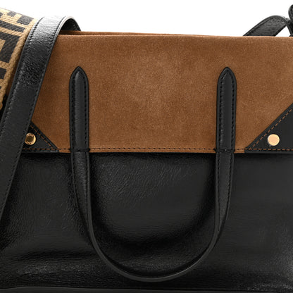 Fendi Agnello Old Shine Vitello Go Rain Small Flip Tote Black Marrone 7 of 10