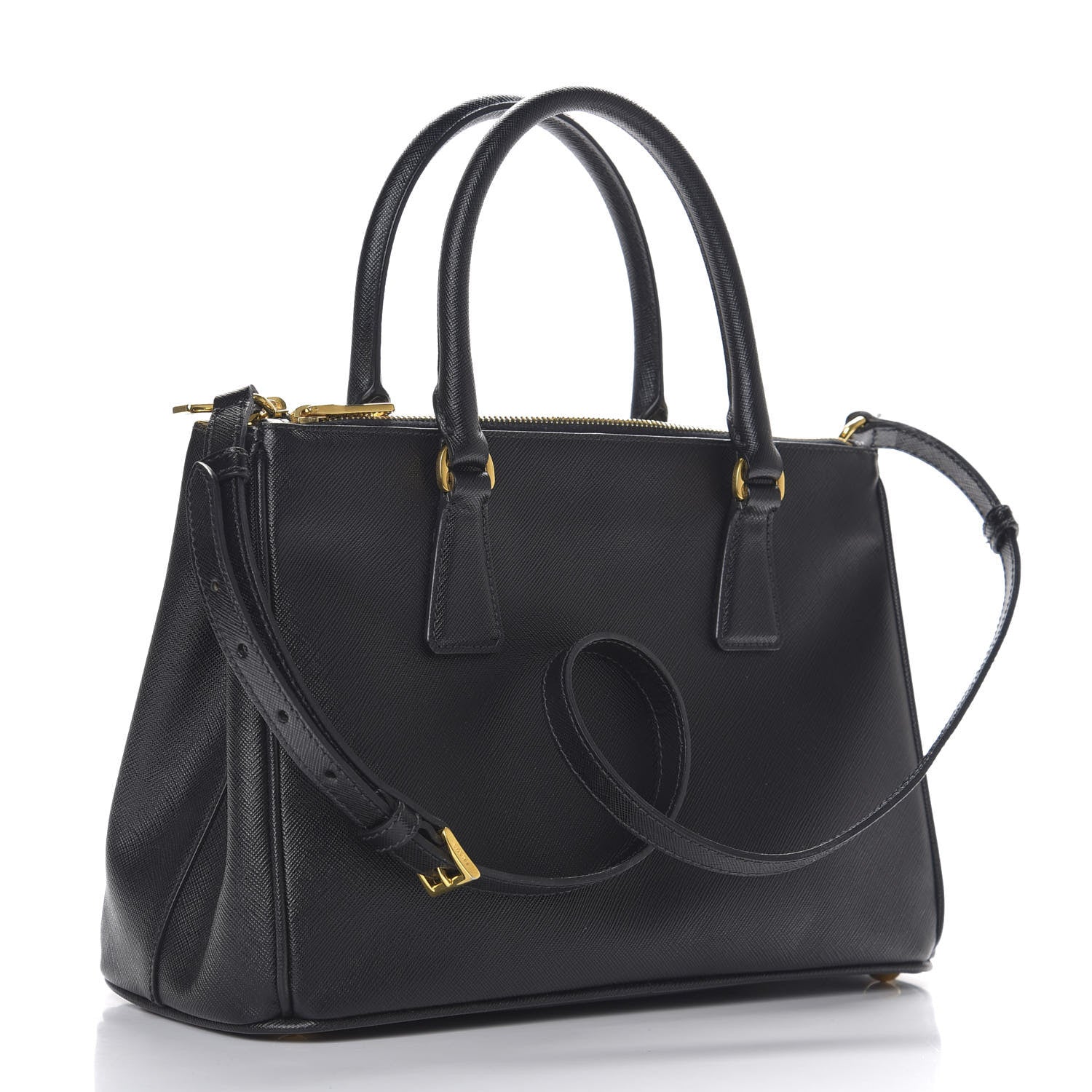 Prada Saffiano Small Galleria Double Zip Tote Black 2 of 11