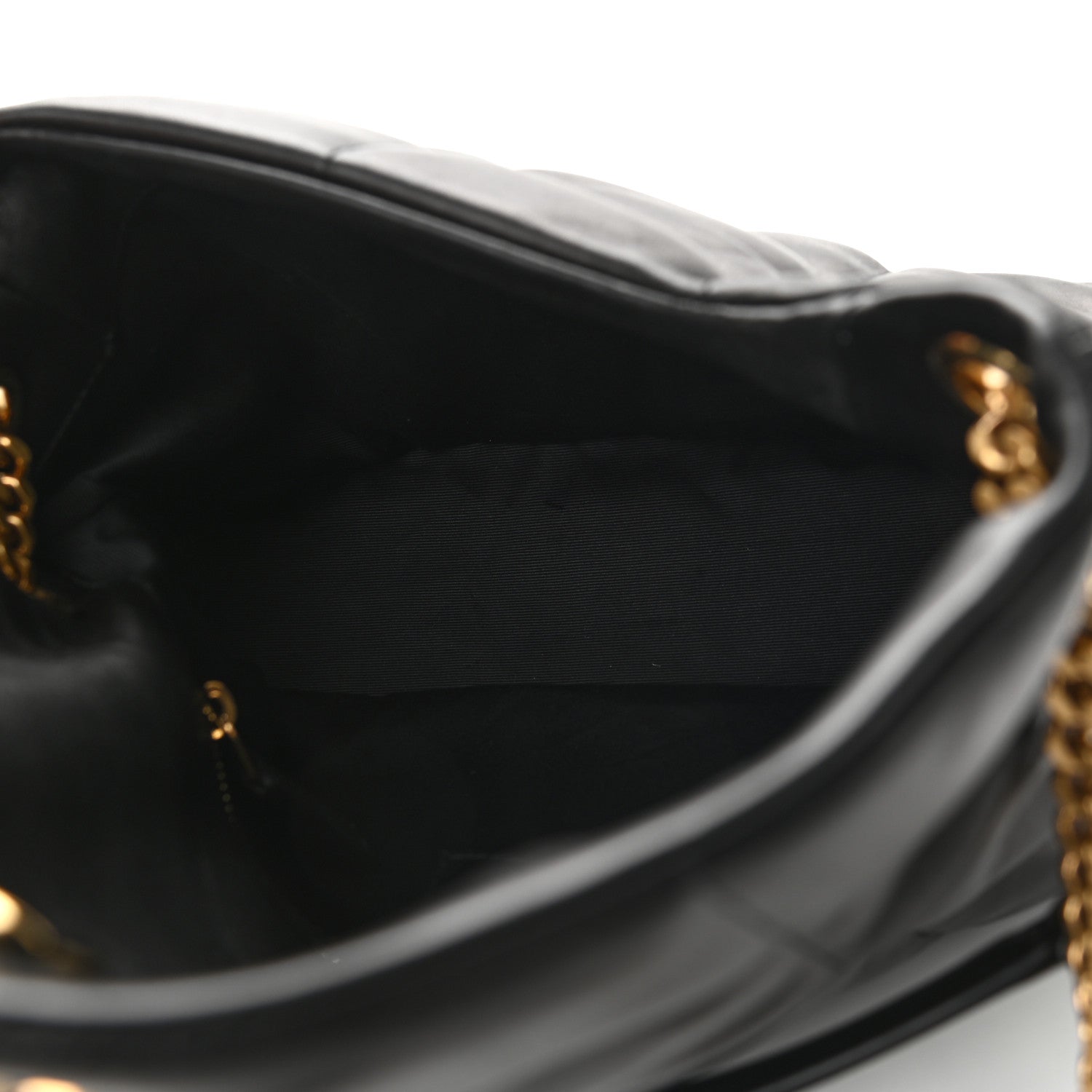 Saint Laurent Lambskin Quilted Small Loulou Puffer Monogram Chain Satchel Black 5 of 9