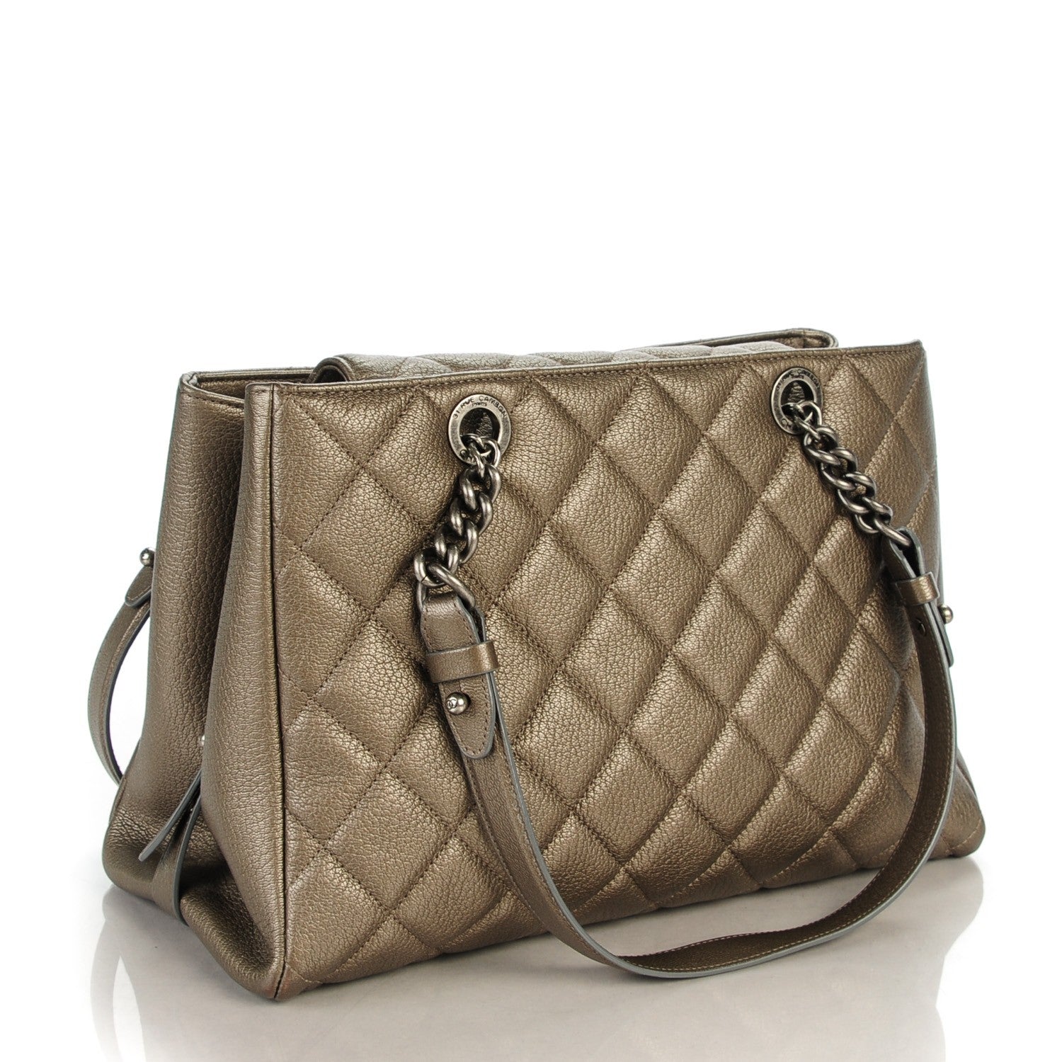 Chanel Metallic Goatskin Quilted Large City Rock Shopping Bag Silver 3 of 7
