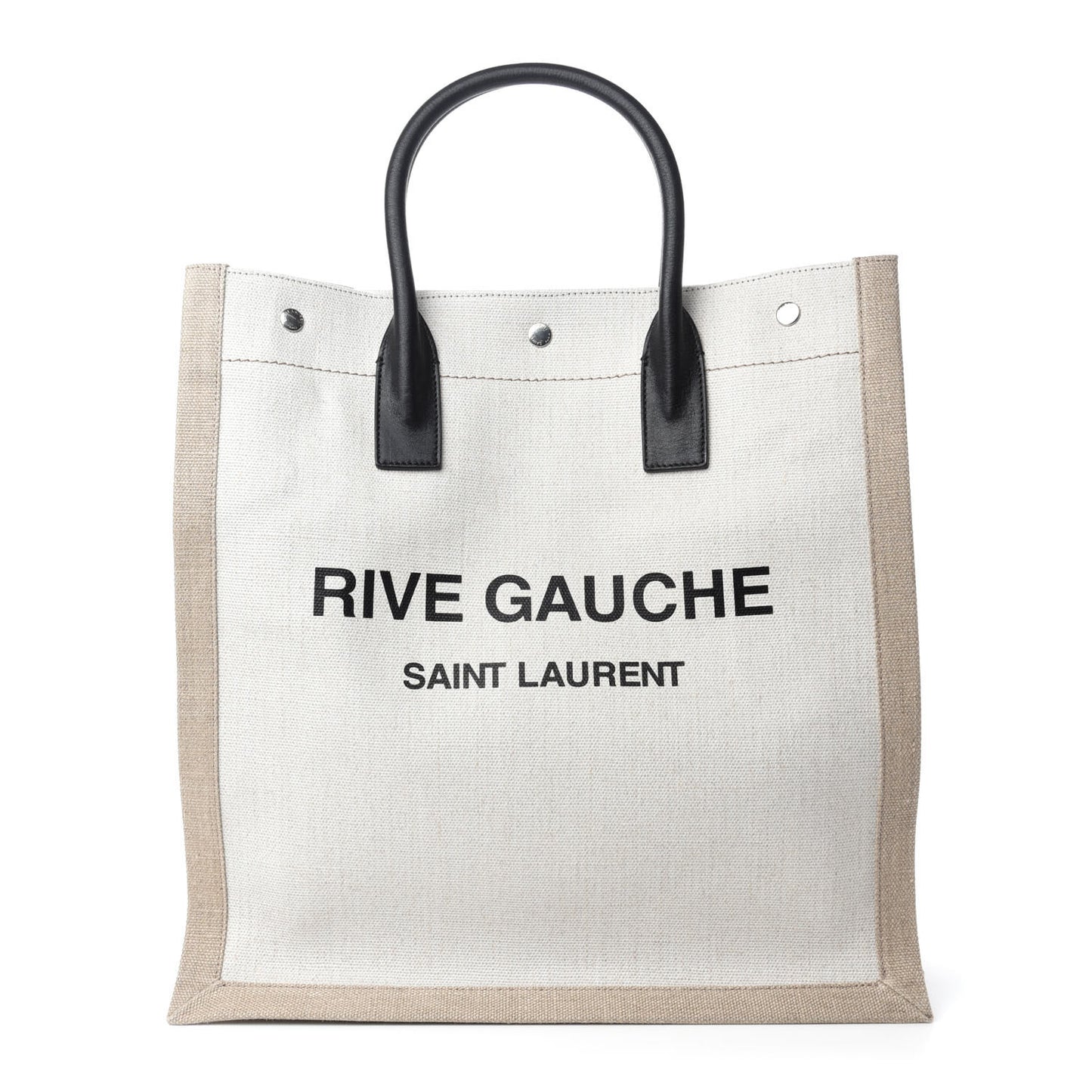 Linen Calfskin Rive Gauche North South Tote Optic White