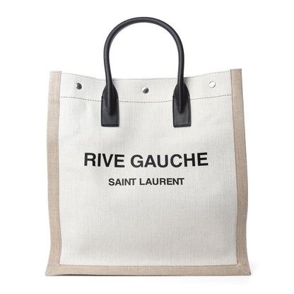 Saint Laurent Linen Calfskin Rive Gauche North South Tote Optic White 1 of 10