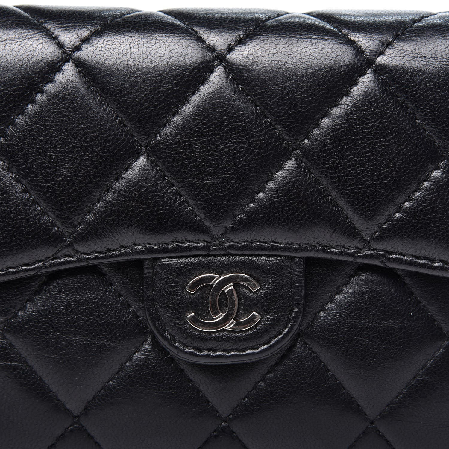 Chanel Lambskin Quilted Compact Flap Wallet Black 12 of 12