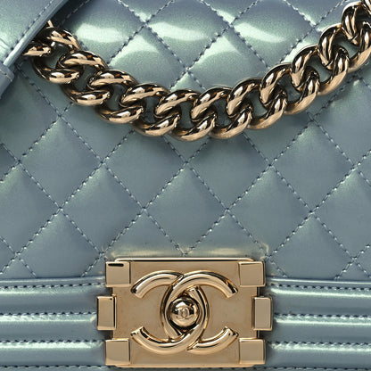 Chanel Iridescent Glazed Calfskin Quilted Small Boy Flap Light Blue 8 of 10