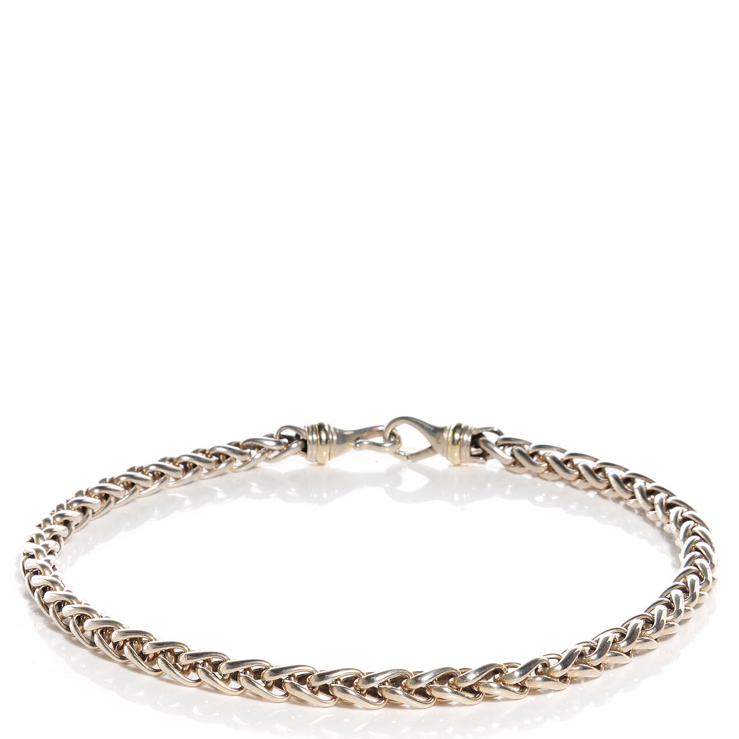 14K Yellow Gold Sterling Silver Wheat Chain Necklace
