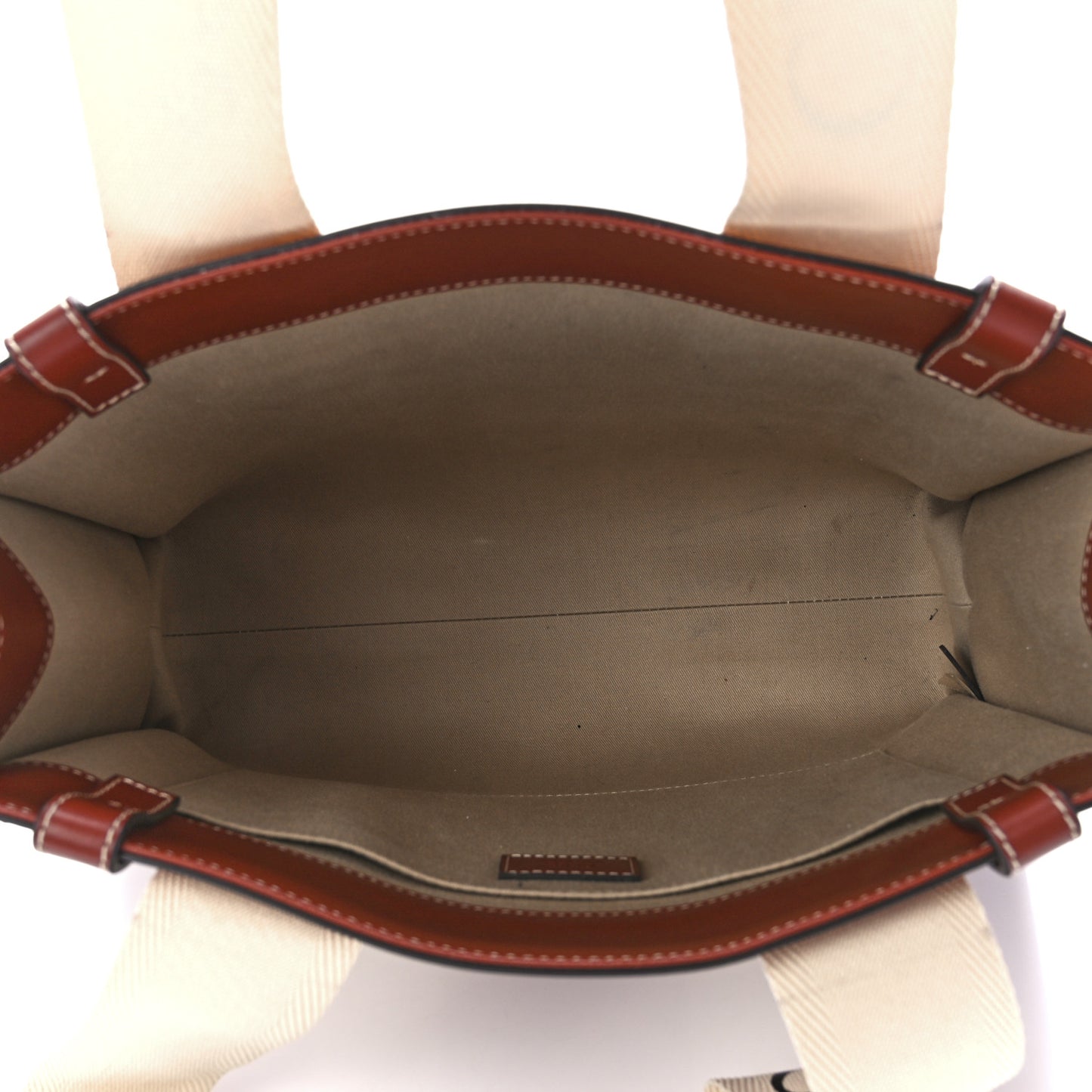 Calfskin Medium Woody Ribbon Tote Sepia Brown