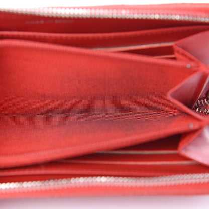 Chanel Patent Quilted Double Stitched Zip Around Wallet Red 11 of 11