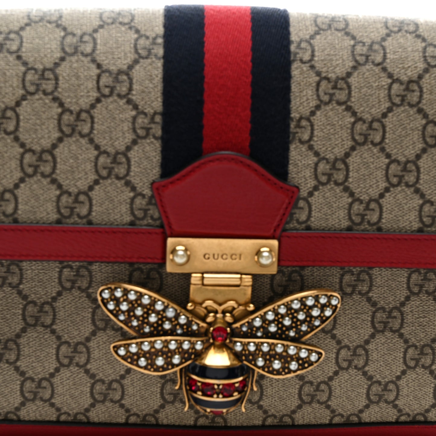 GG Supreme Monogram Medium Queen Margaret Shoulder Bag Red