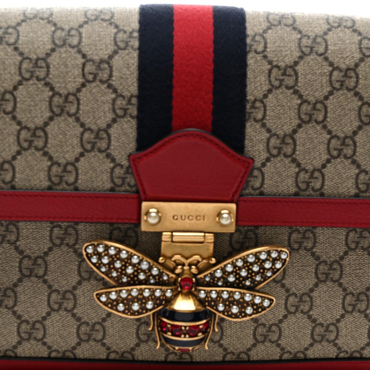Gucci GG Supreme Monogram Medium Queen Margaret Shoulder Bag Red 8 of 10