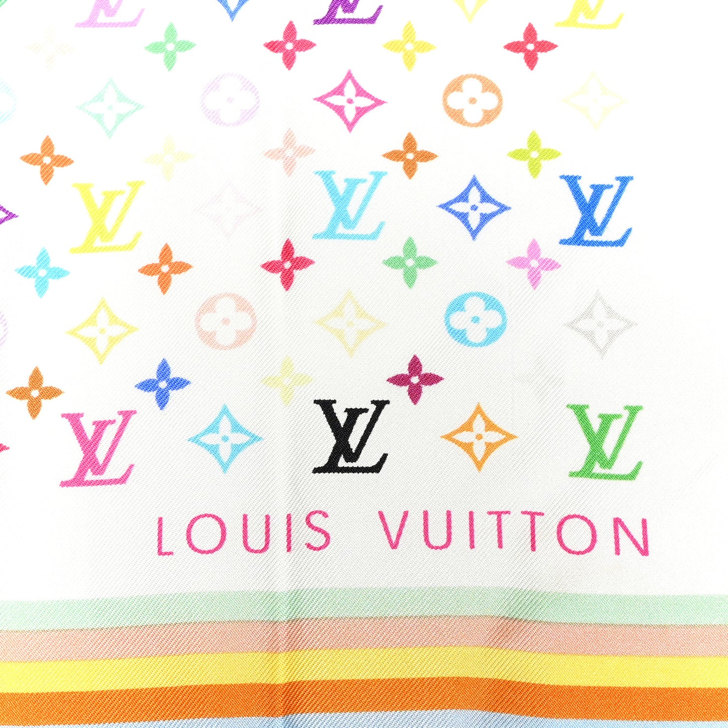 Silk Monogram Multicolor Scarf White