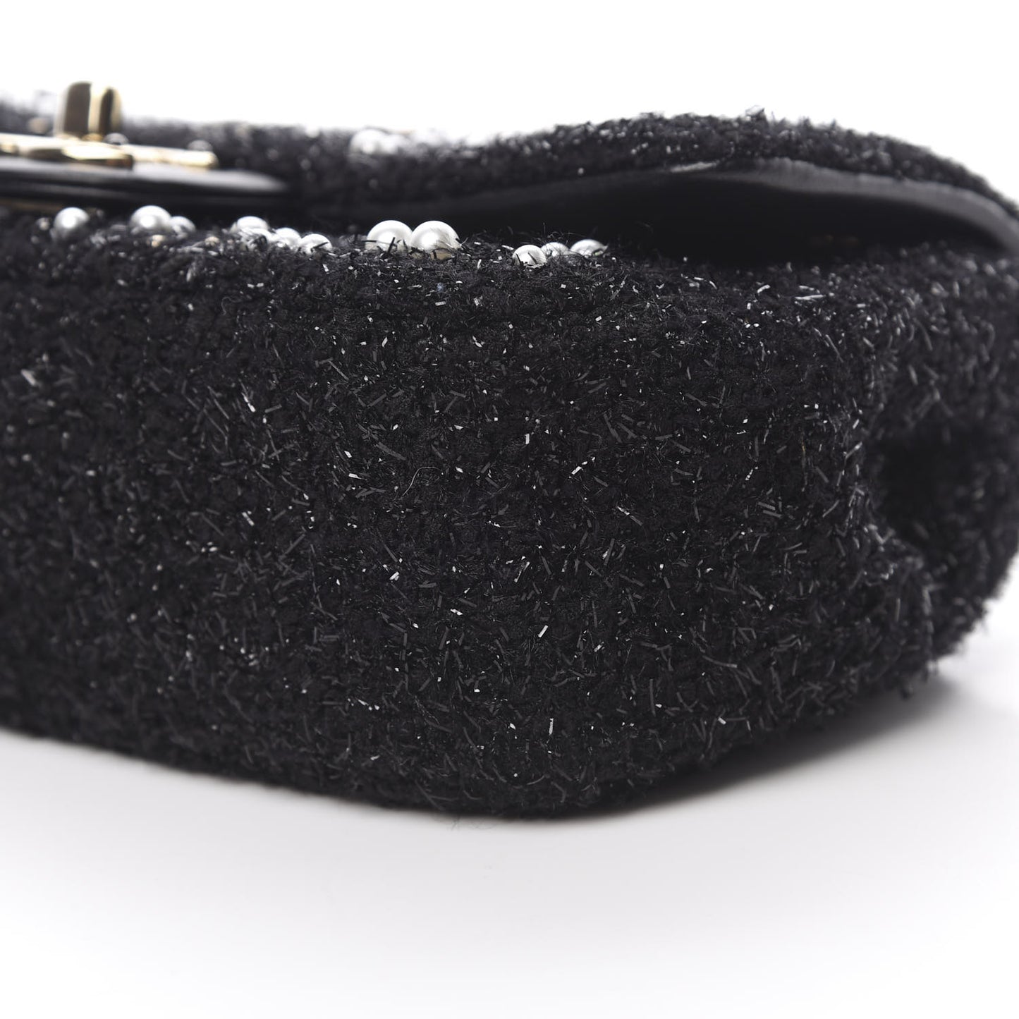 Tweed Pearl Mini Cosmos Flap Black