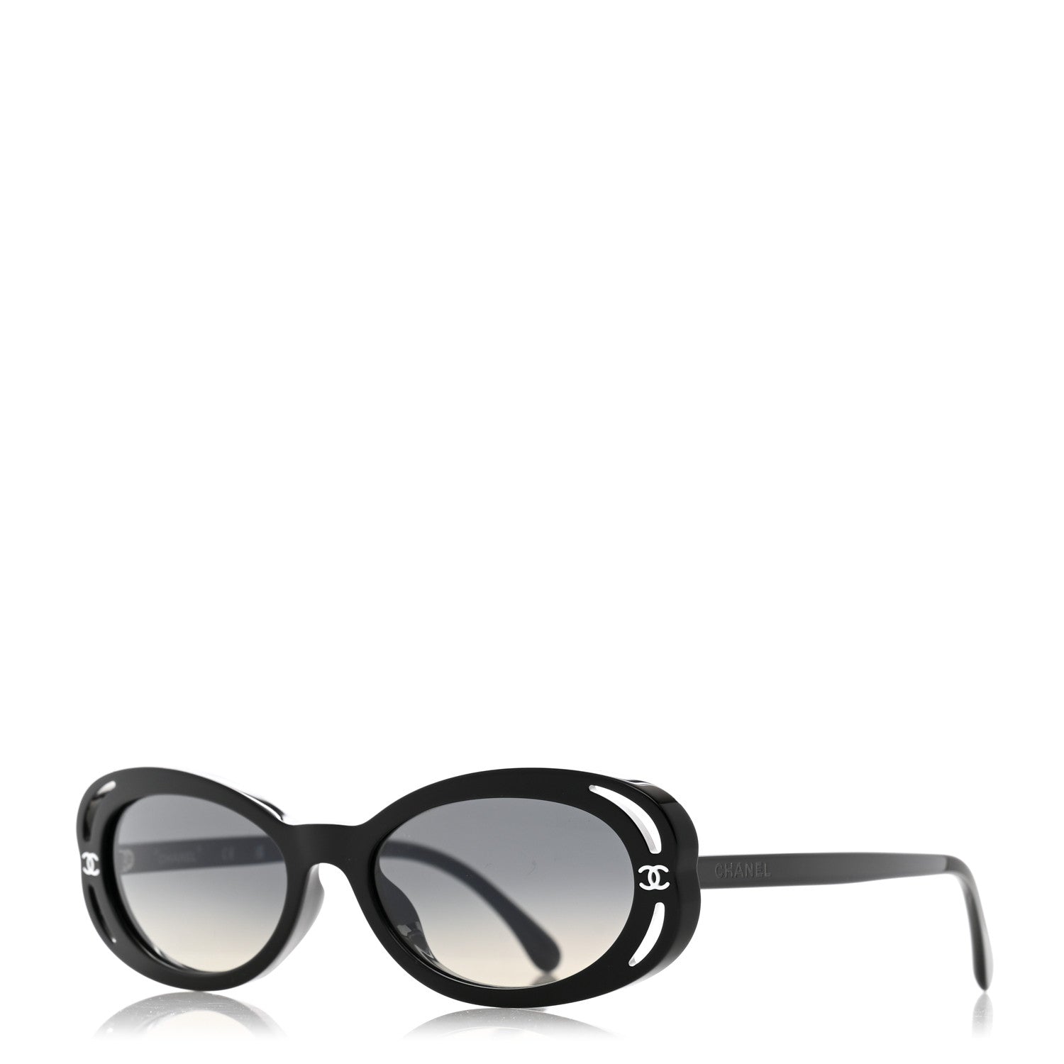 Chanel Acetate Oval Sunglasses 71571A Black 1 of 7