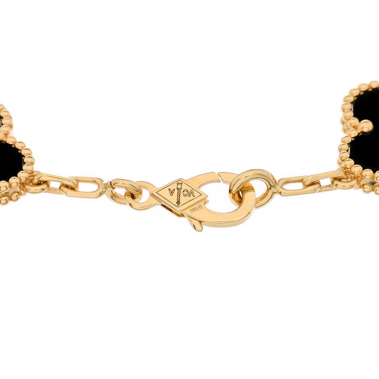 Van Cleef & Arpels 18K Yellow Gold Black Onyx 5 Motifs Vintage Alhambra Bracelet 3 of 5