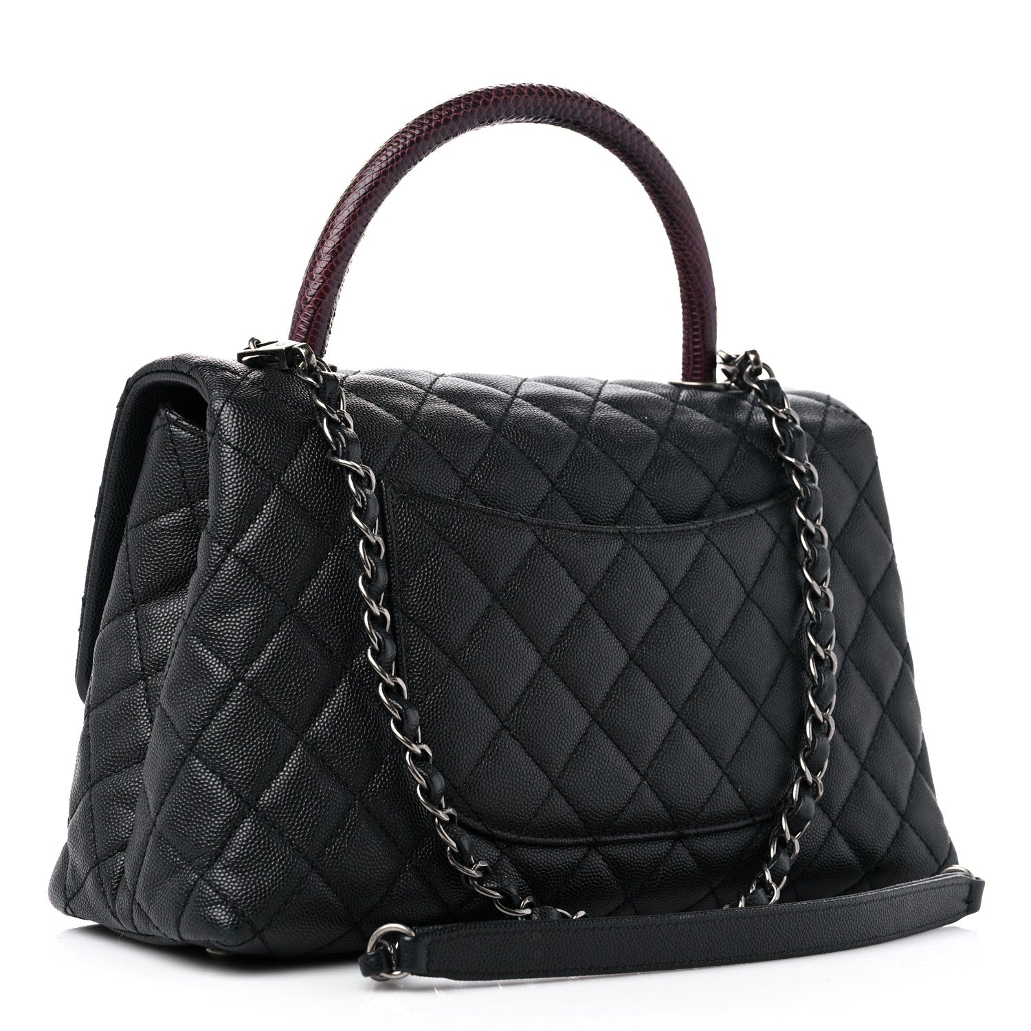 Chanel Caviar Lizard Embossed Quilted Small Coco Handle Flap Black 2 of 15