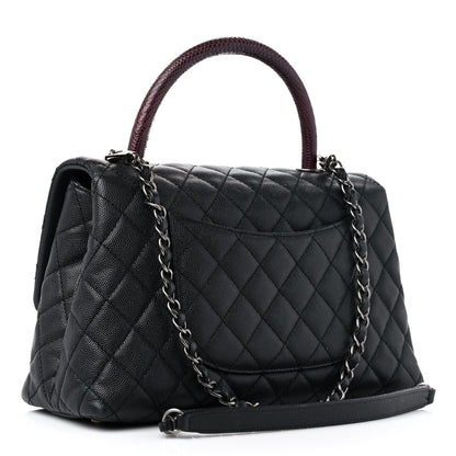 Chanel Caviar Lizard Embossed Quilted Small Coco Handle Flap Black 2 of 15