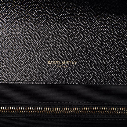 Saint Laurent Grain De Poudre Textured Mixed Matelasse Large Triquilt Monogram Satchel Black 5 of 10