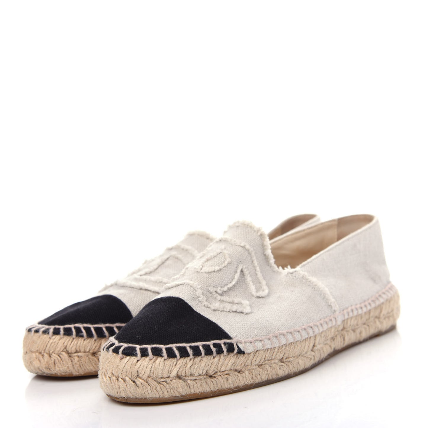 Linen CC Espadrilles 40 Beige Black