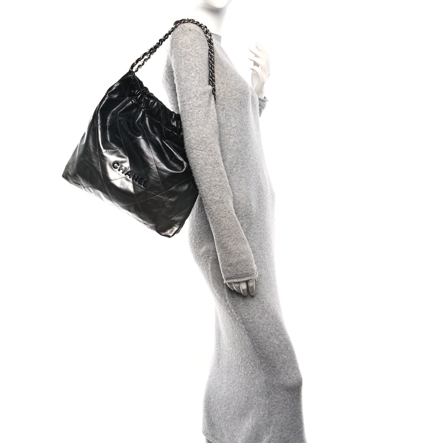 Chanel Metallic Shaded Calfskin Quilted Chanel 22 Black Silver 2 of 11