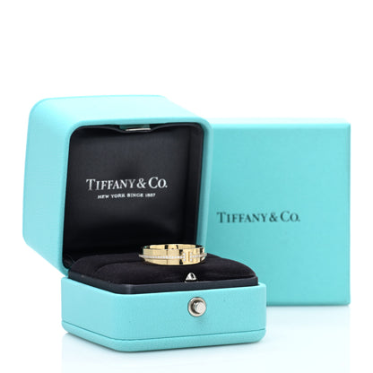 Tiffany 18K Yellow Gold Diamond Wide T Two Ring 62 10 5 of 5