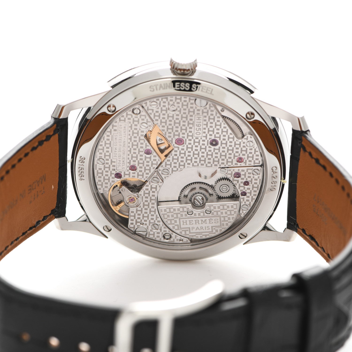 Hermes Stainless Steel Alligator 39.5mm Slim d'Hermes Automatic Watch Noir 4 of 5