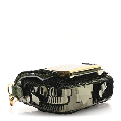 Fendi Sequin Paillettes Shiny Nappa Sex and the City Nano Maxi Buckle Baguette Charm Avocado 4 of 11