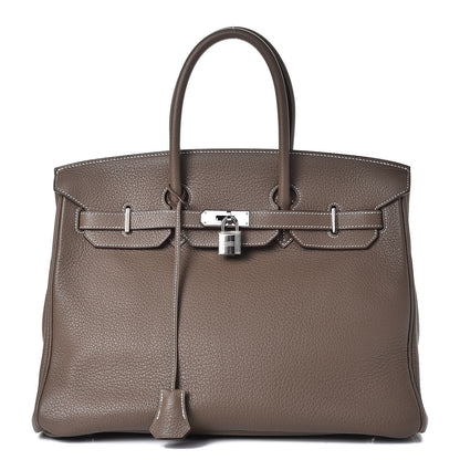 Hermes Taurillon Clemence Birkin 35 Etoupe 1 of 30