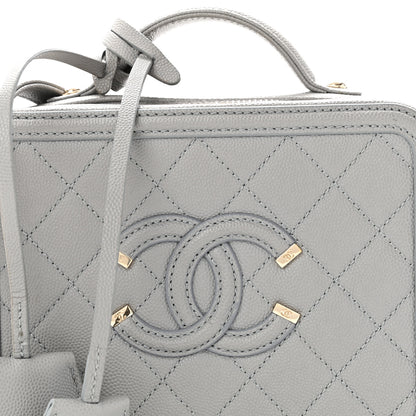 Chanel Caviar Quilted Small CC Filigree Vanity Case Grey 8 of 10