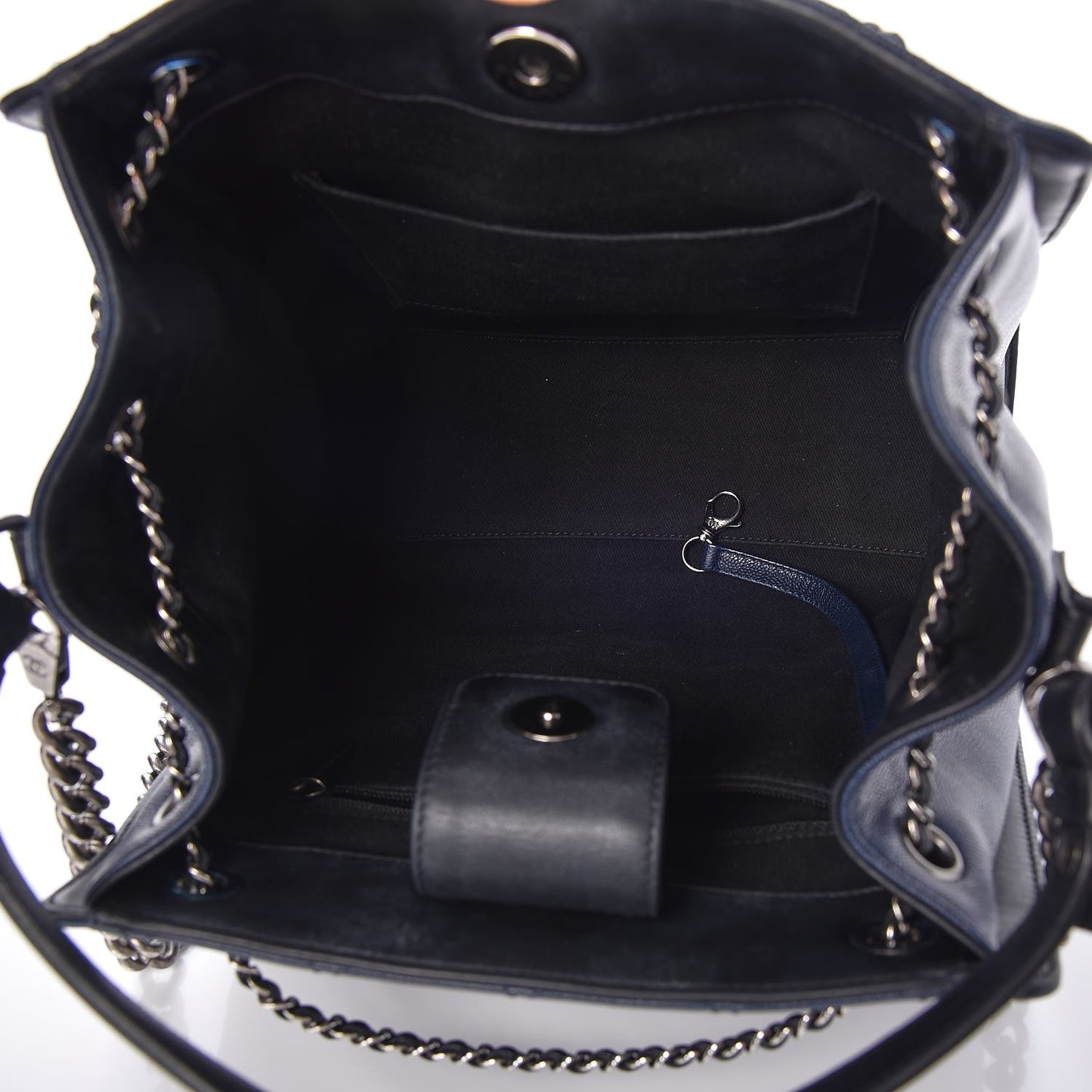 Caviar Quilted Medium CC Bucket Bag Dark Blue