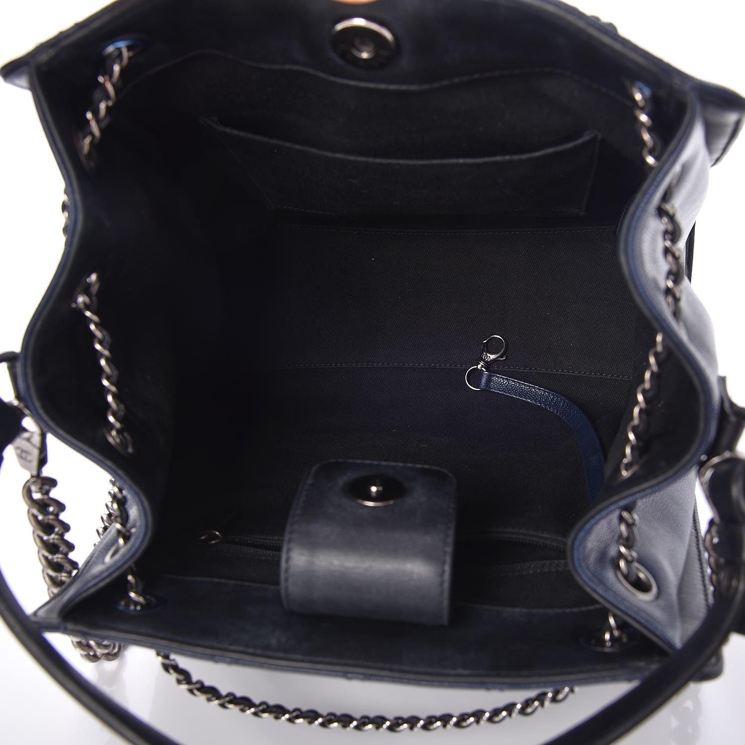 Chanel Caviar Quilted Medium CC Bucket Bag Dark Blue 6 of 9