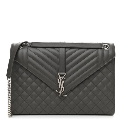 Saint Laurent Grain De Poudre Textured Mixed Matelasse Large Triquilt Monogram Satchel Earth 1 of 9