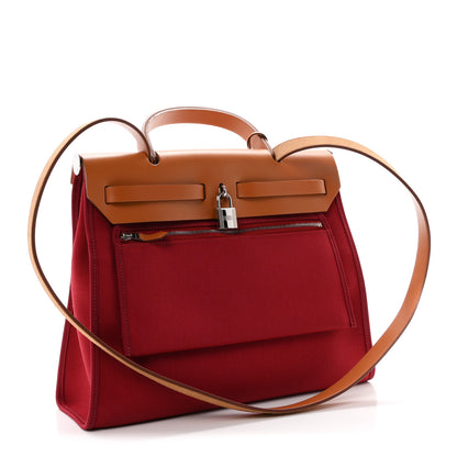 Hermes Vache Hunter Toile Herbag Zip 31 PM Rubis 4 of 12