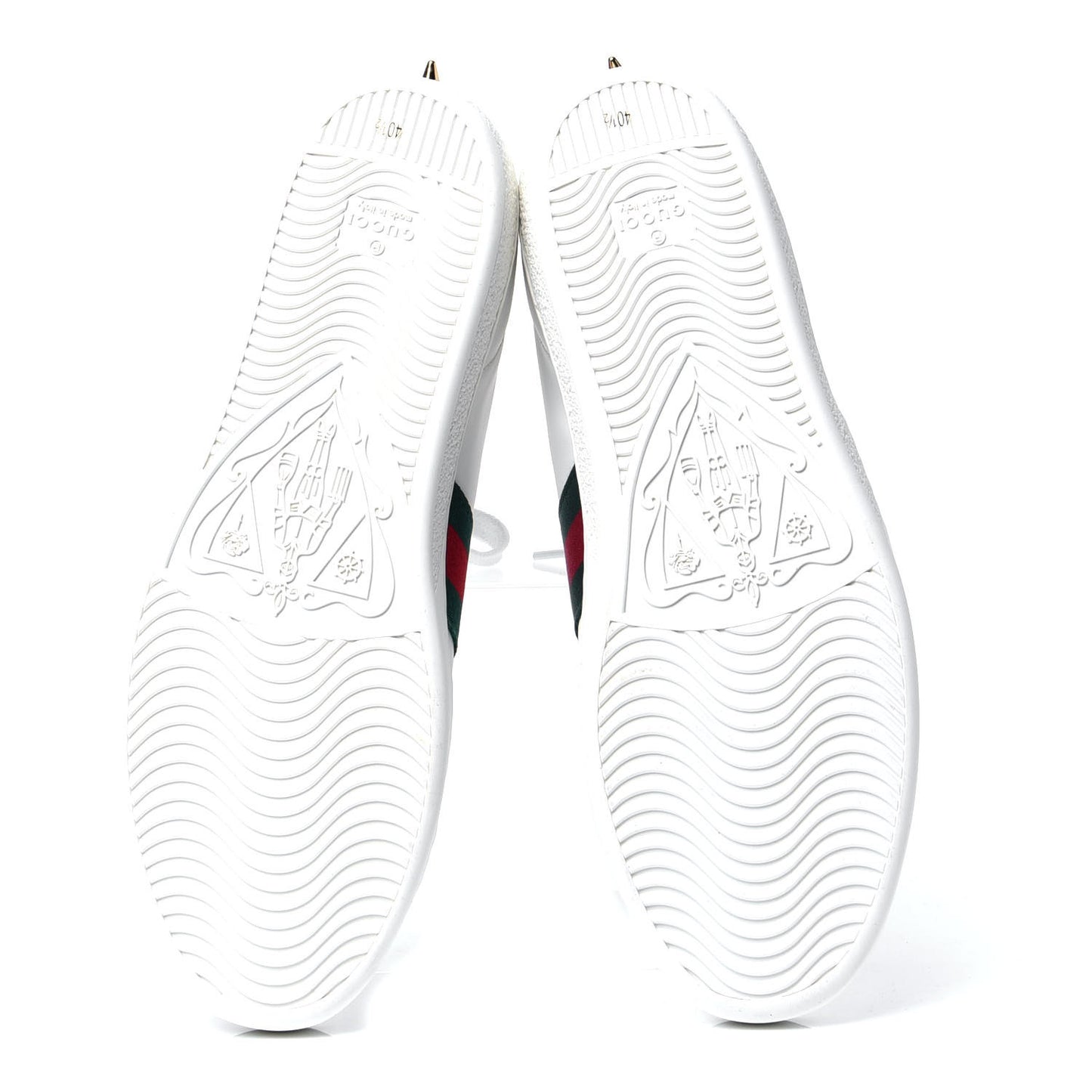 Calfskin Web Pearl Studded Womens Ace Sneakers 40.5 White