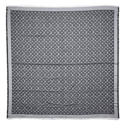 Louis Vuitton Silk Wool Monogram Denim Shawl Black 1 of 4