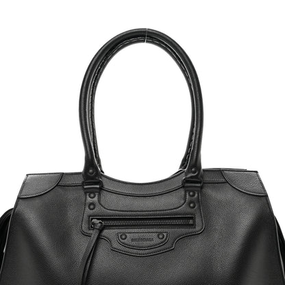Balenciaga Grained Calfskin Neo Classic Black Hardware Large Top Handle Bag Black 4 of 9