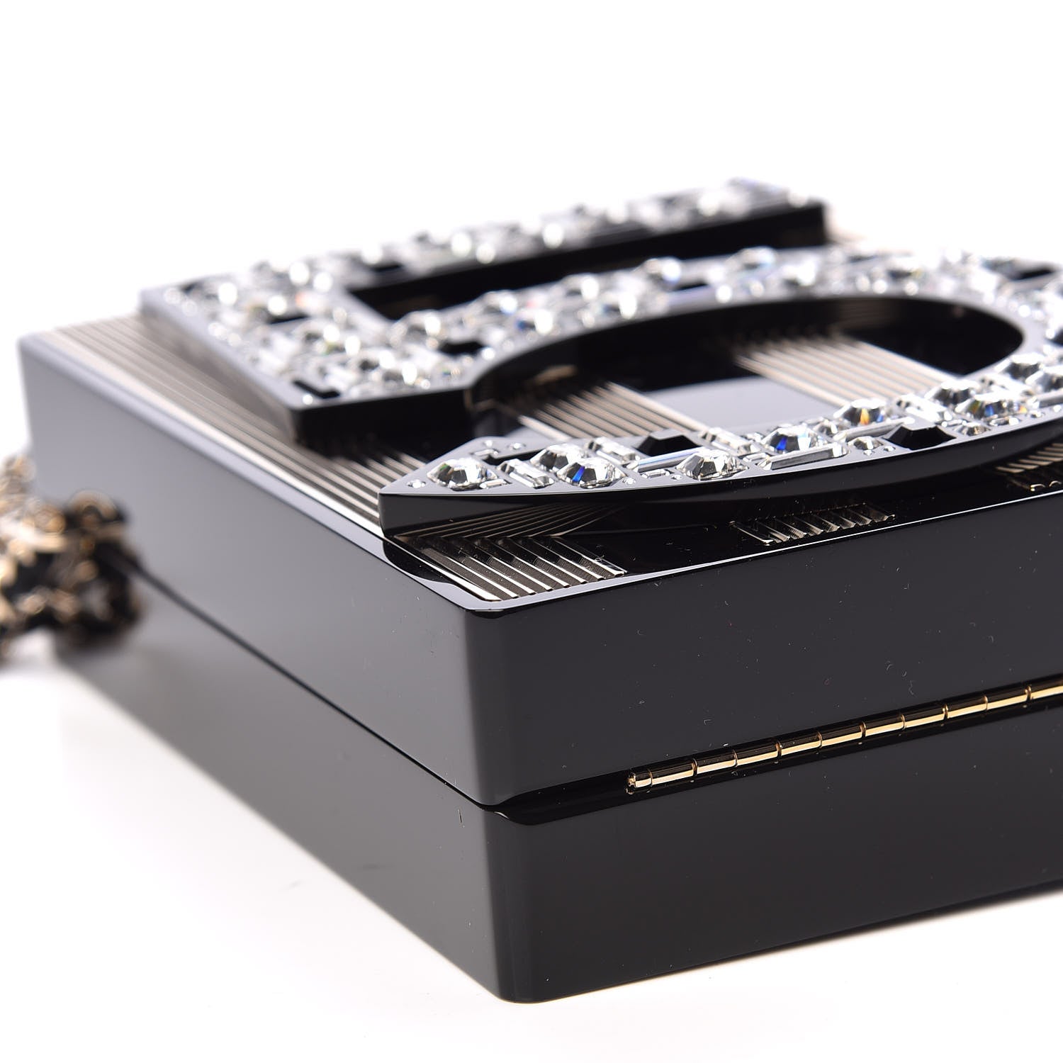 Chanel Plexiglass Strass N°5 Minaudiere Black Gold 8 of 11